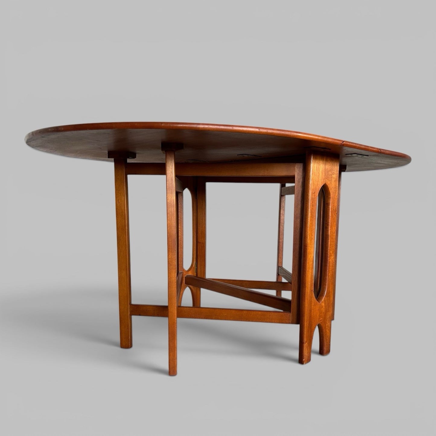 Mid Century Teak Oval Drop Leaf Dining Table by A.H. McIntosh