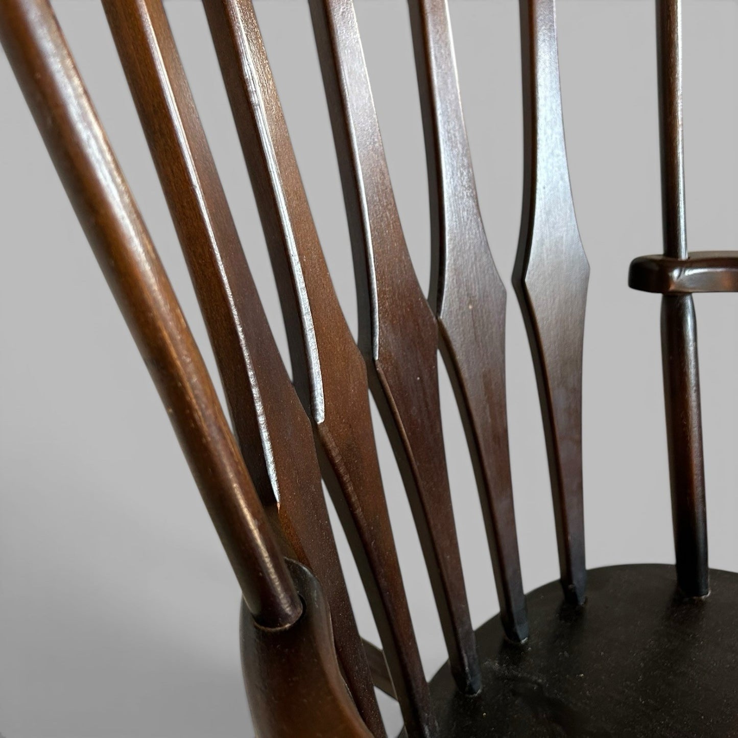 Mid Century Wooden Rocking Chair with Spindle Back