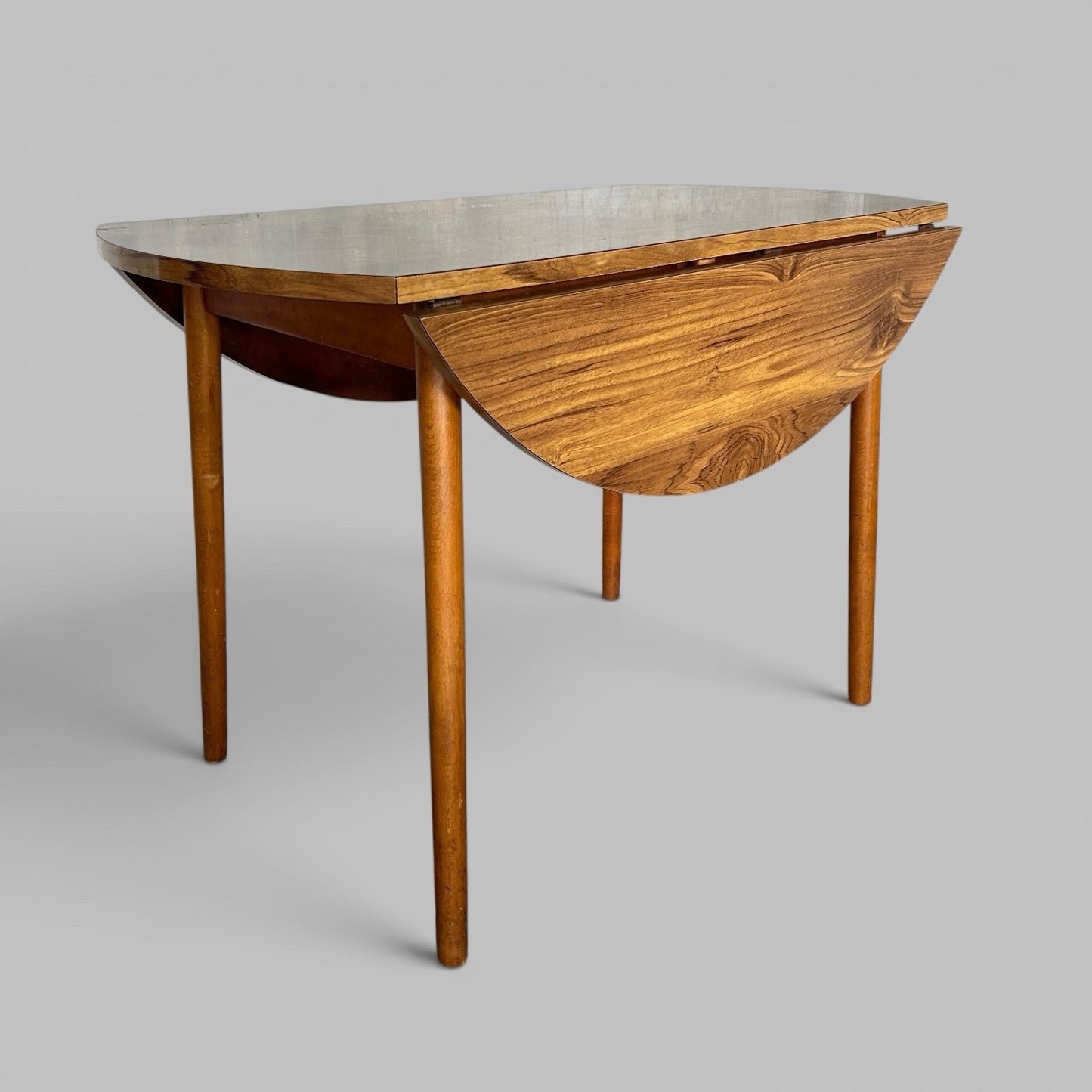 1960s Dinette Drop Leaf Dining Table – Wood Effect Formica Top