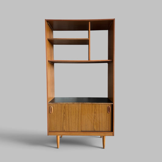 1960s Schreiber Teak Room Divider – Shelving & Sliding Cupboard