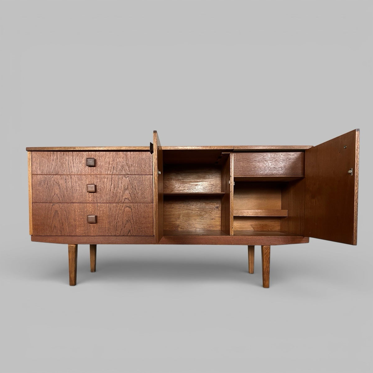 Mid Century Teak Sideboard with Drinks Cabinet – Flip Top Cocktail Bar