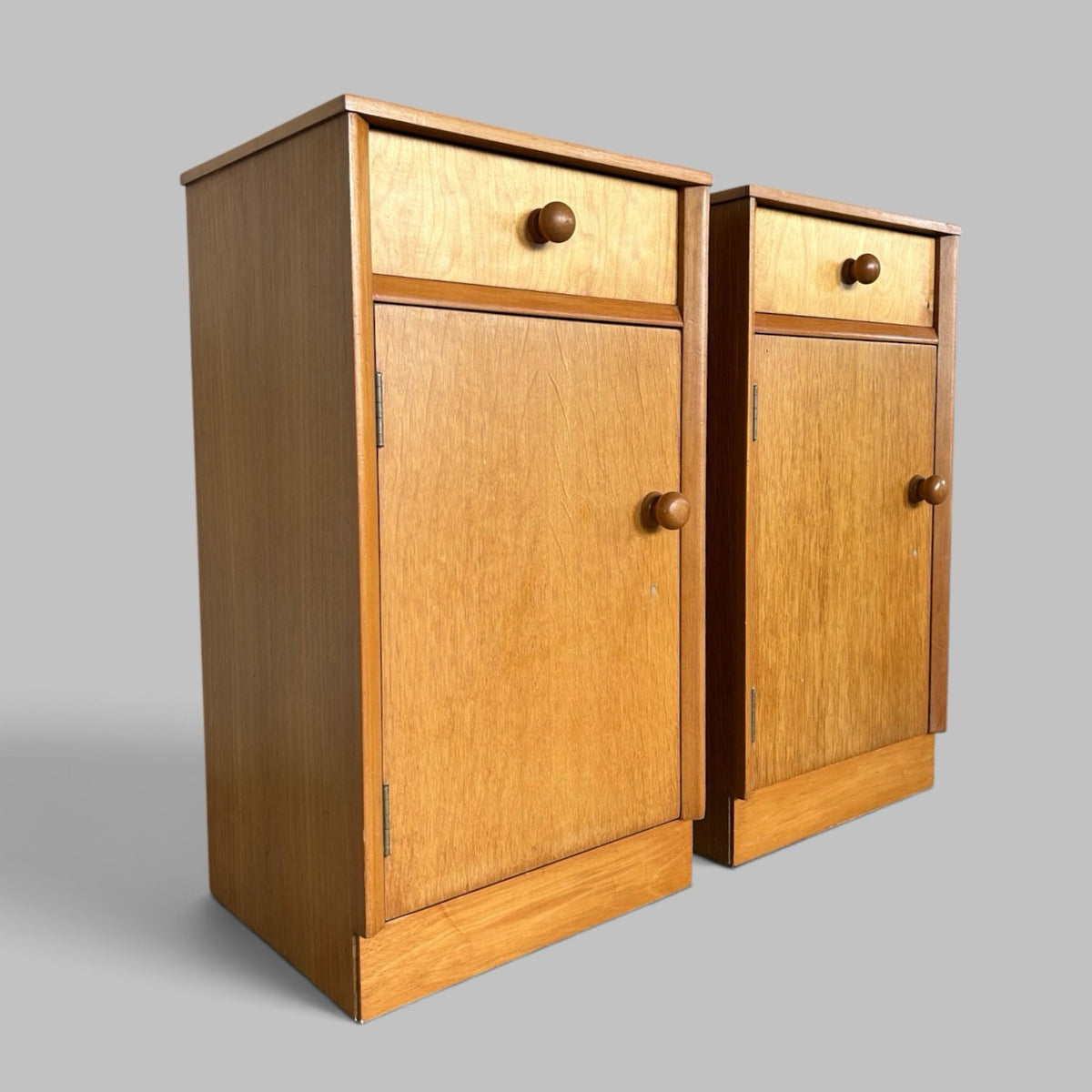 Pair of Light Teak Mid-Century Bedside Cabinets