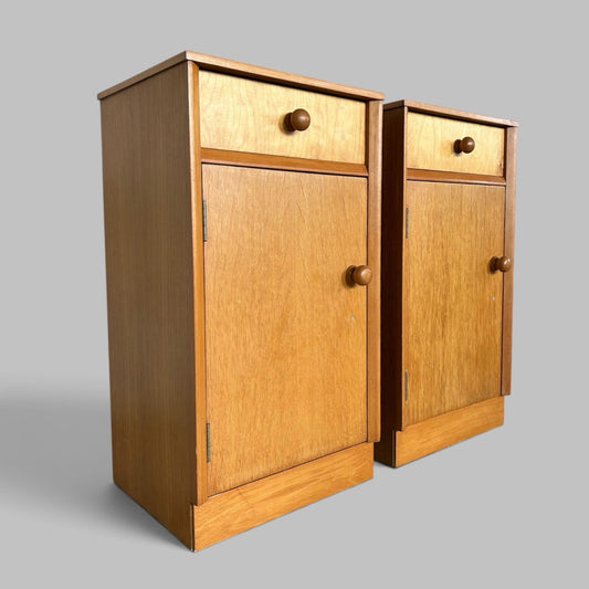 Pair of Light Teak Mid-Century Bedside Cabinets