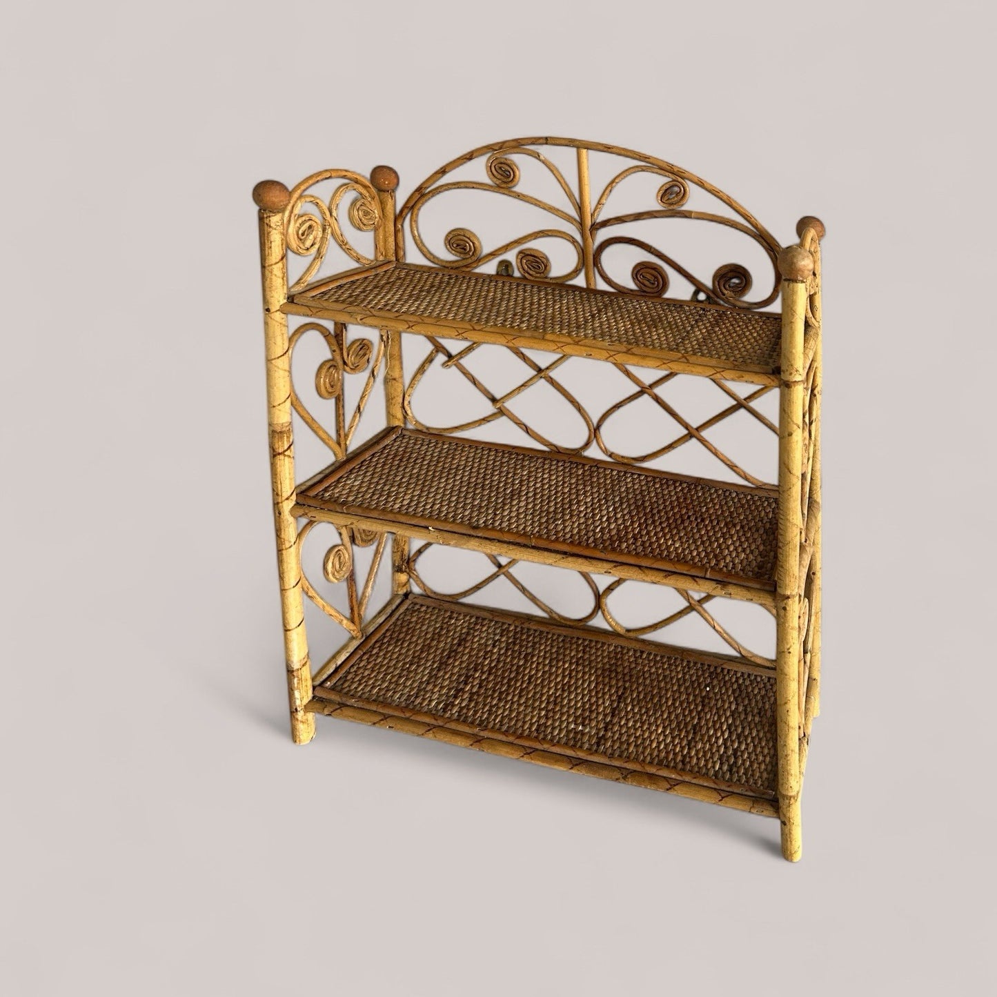 Vintage Bamboo Cane Shelf Unit