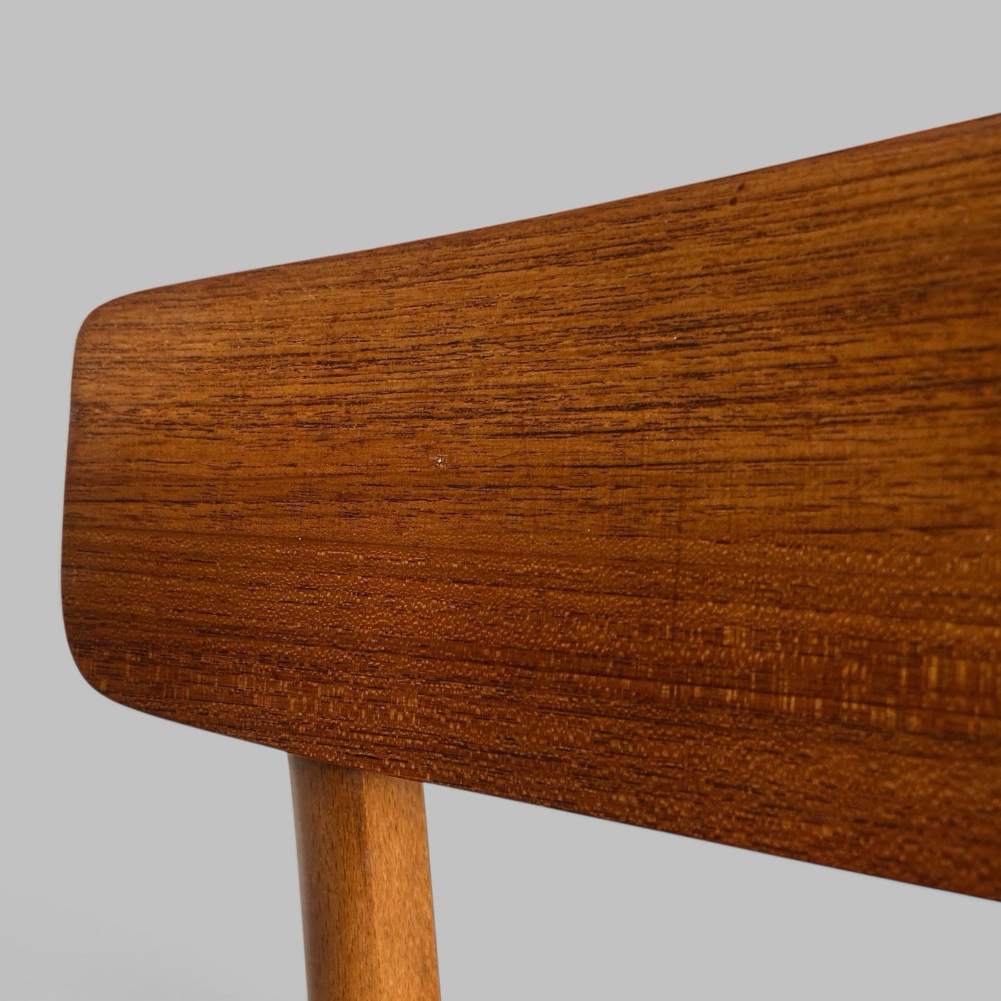 Vintage Teak Dining Chairs with Black Vinyl Seats – Set of Four