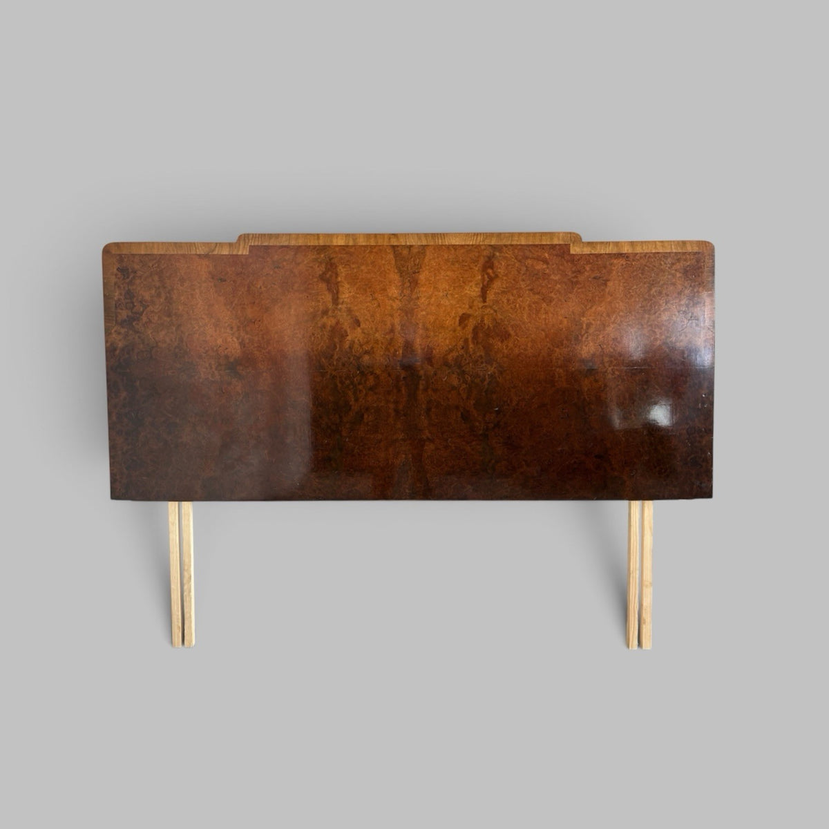 1930s Art Deco Burr Walnut Double Bed Headboard