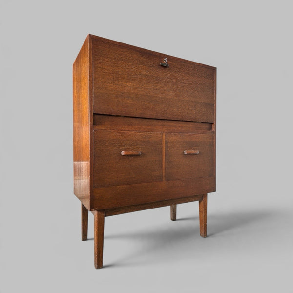 Mid Century Style Oak Bureau / Drinks Cabinet