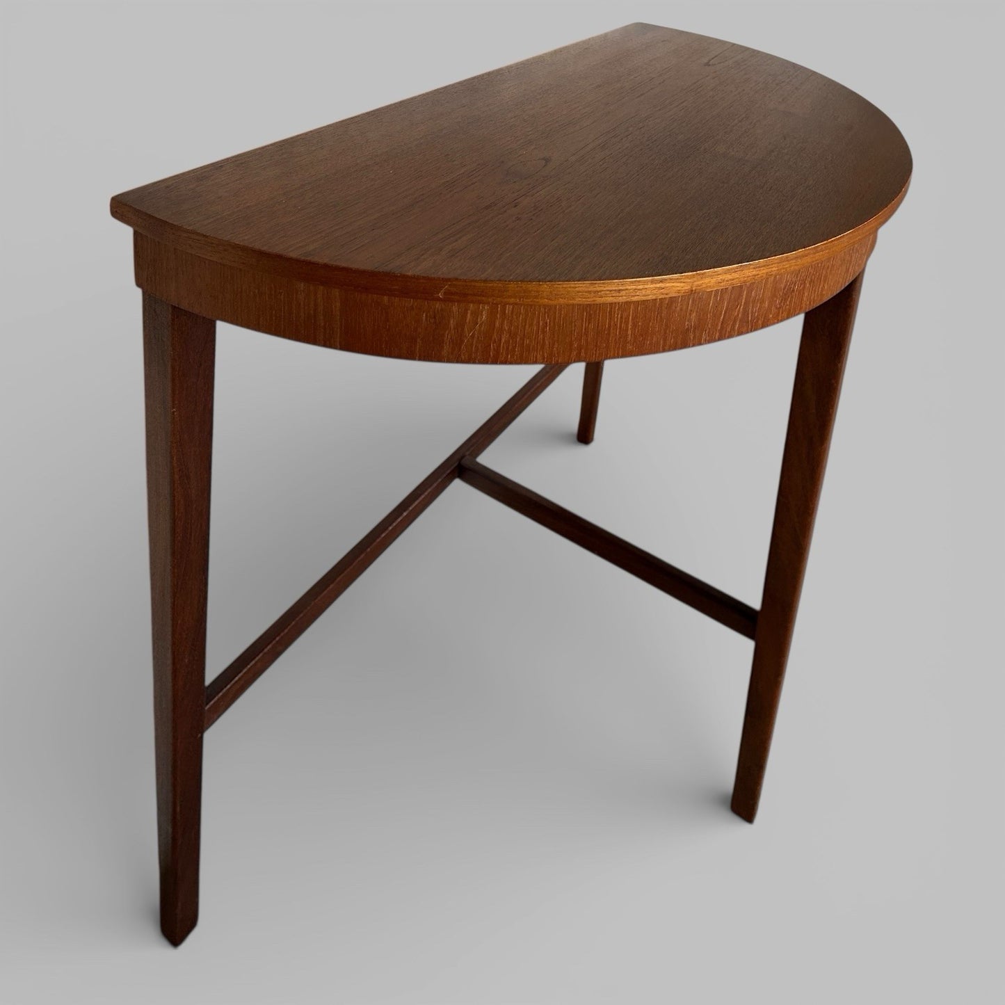 Mid Century Teak Demi Lune Table – Semi Circular Console / Hall Table
