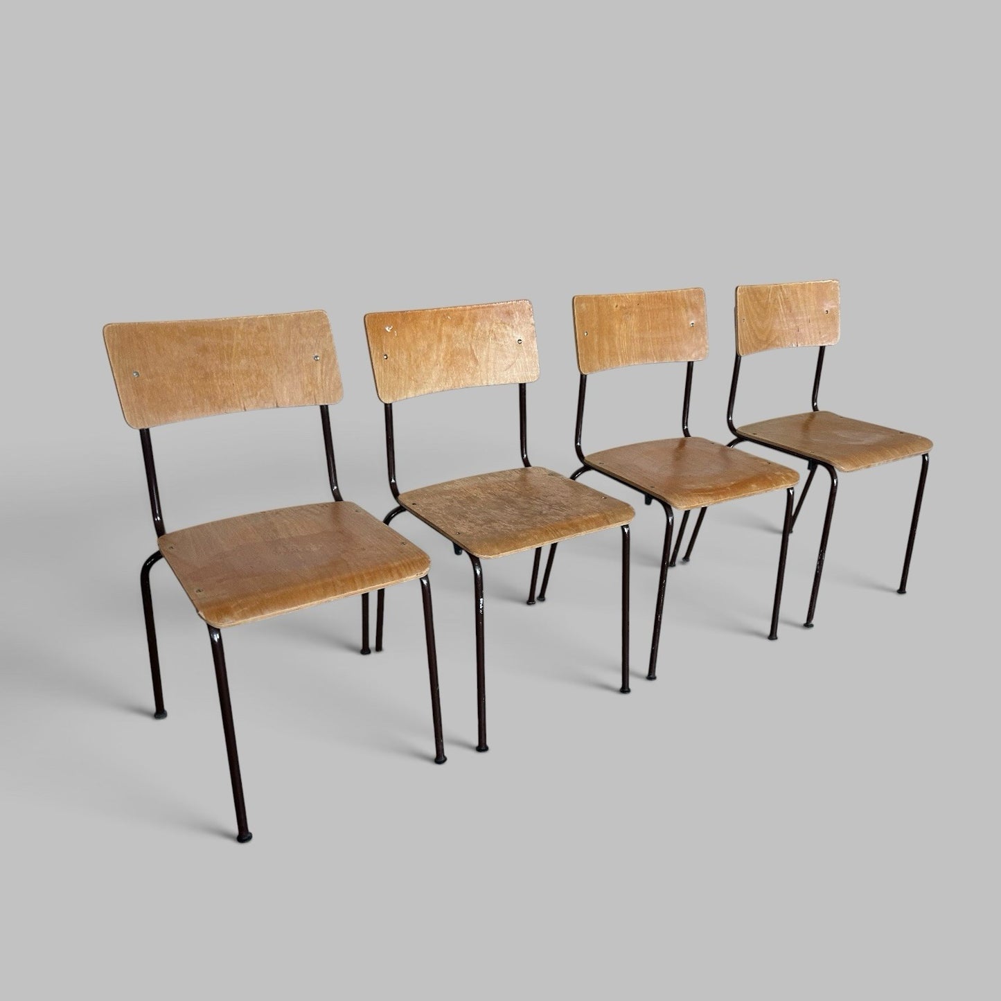 Vintage Plywood Stacking Chairs – Set of Four