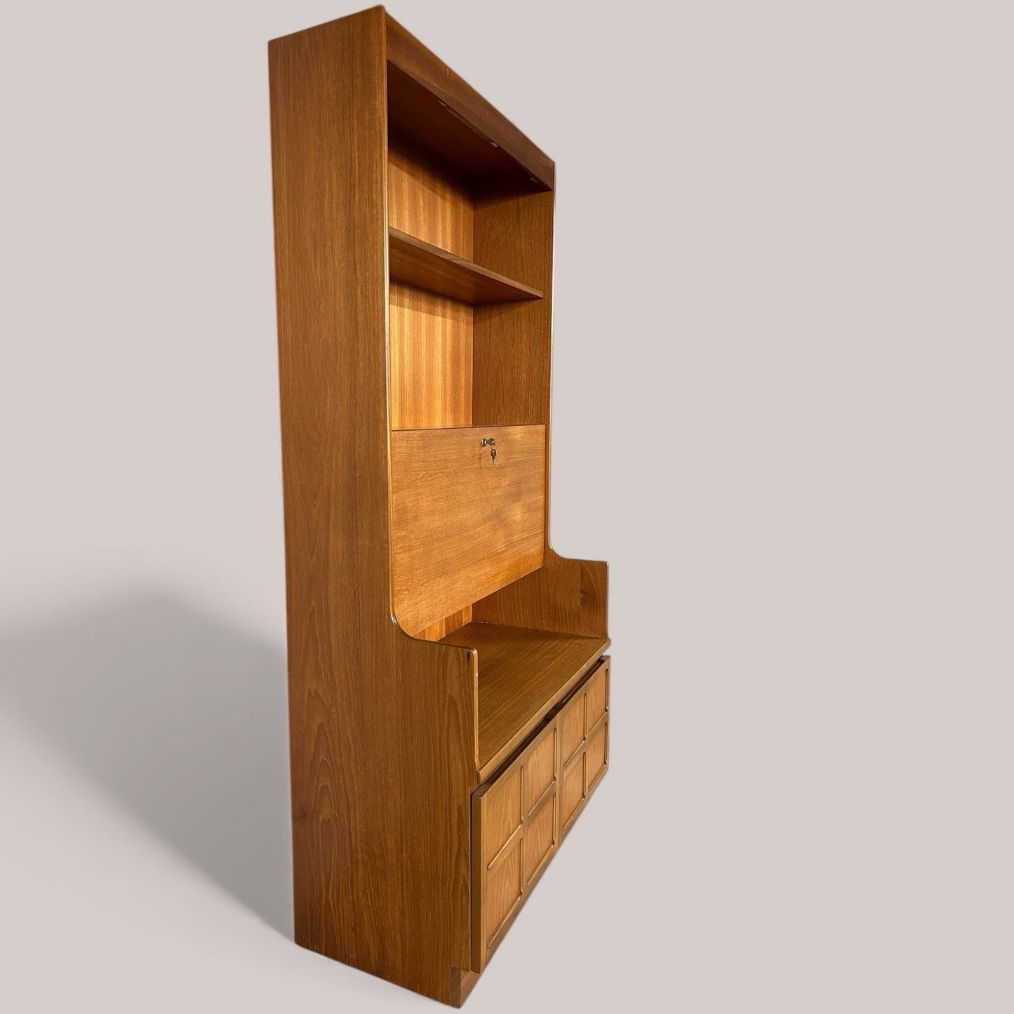 Nathan Teak Wall Unit with Bureau & Cupboards