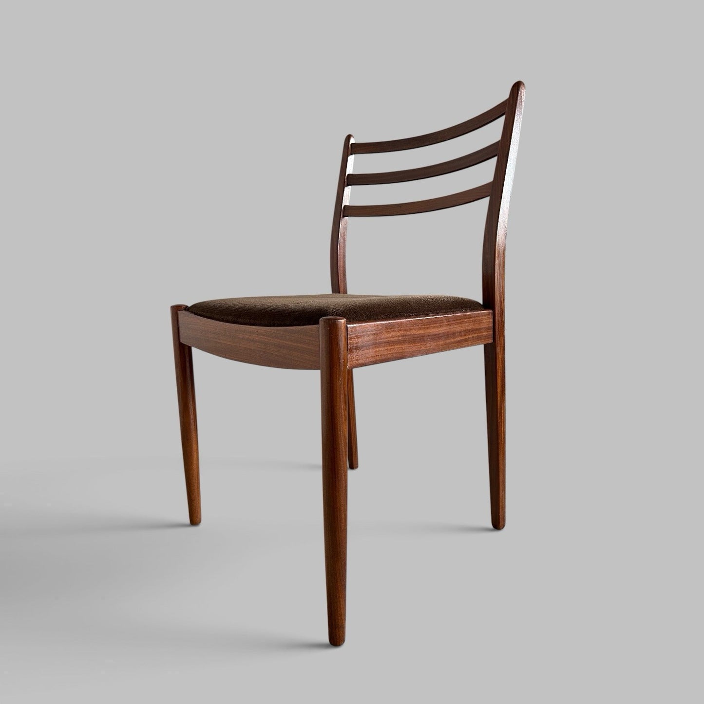 Vintage G Plan Teak Dining Chairs – Original Brown Velour Seats
