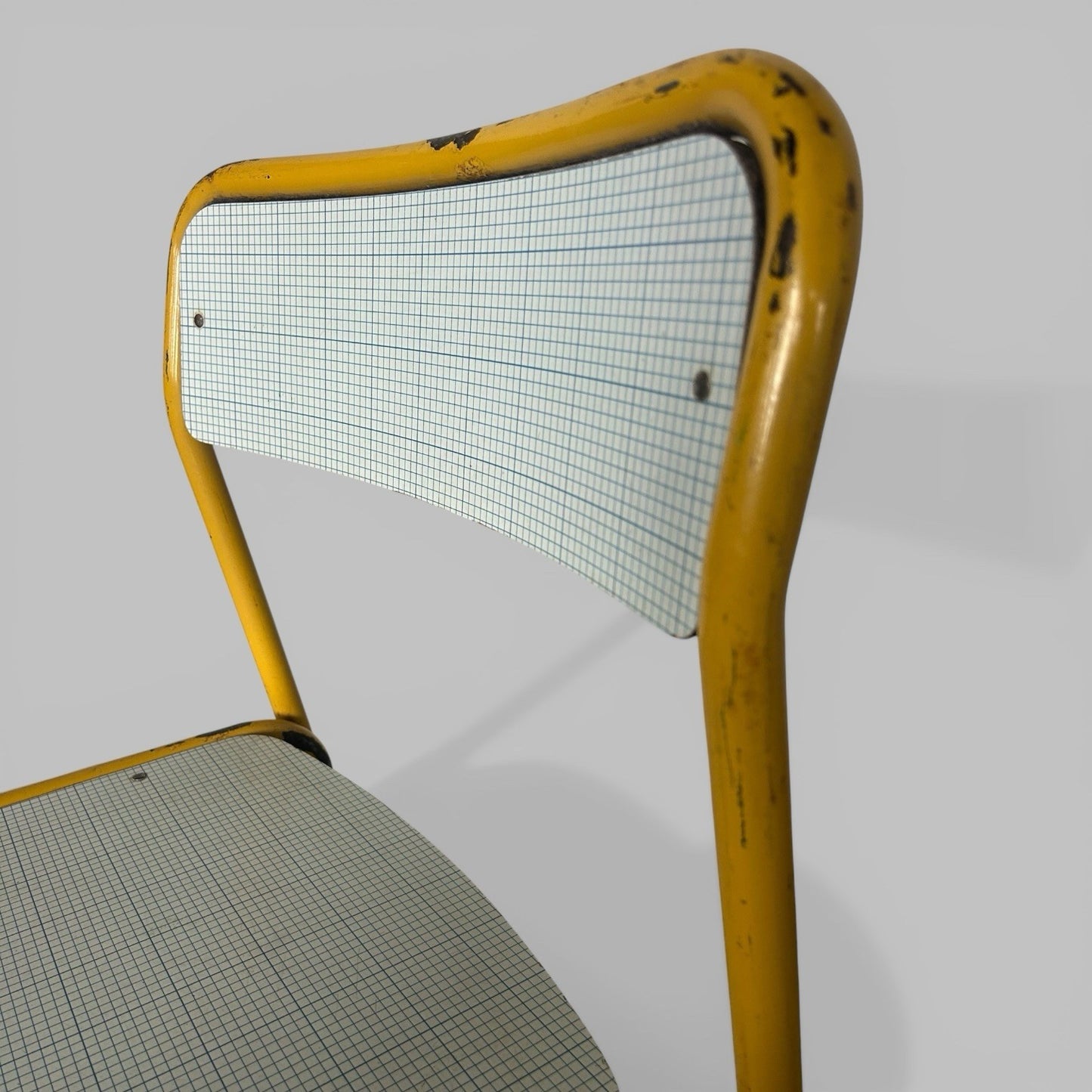 Yellow Tubular Steel Chair – Industrial School Chair with Formica Seat