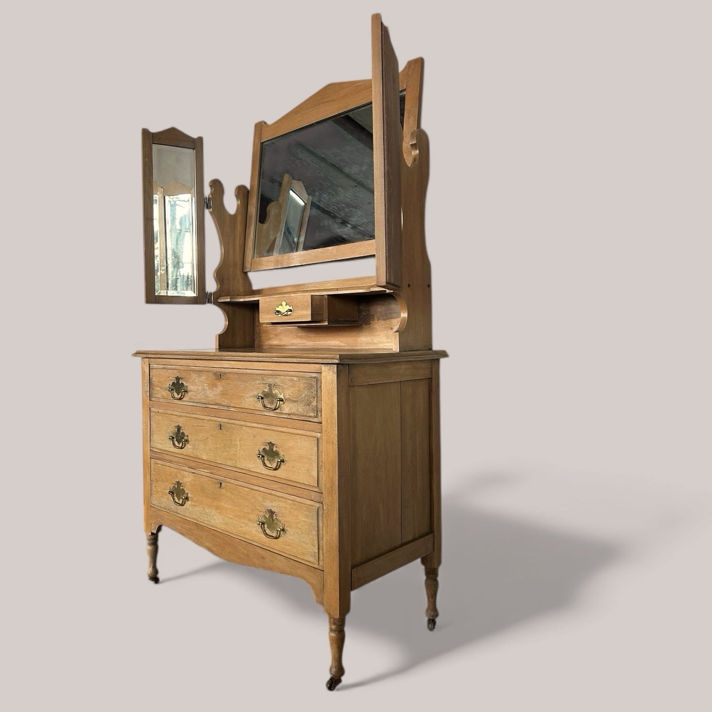 Edwardian Dresser with Triple Mirror. Great patina