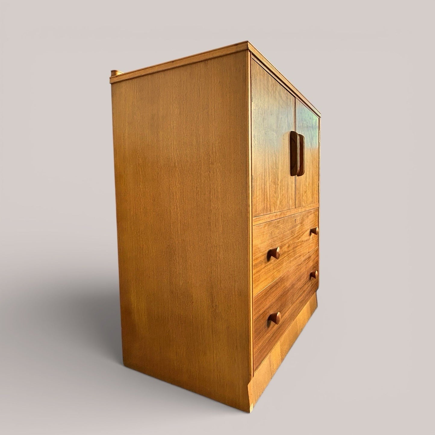 Golden Key walnut storage cabinet, mid-century