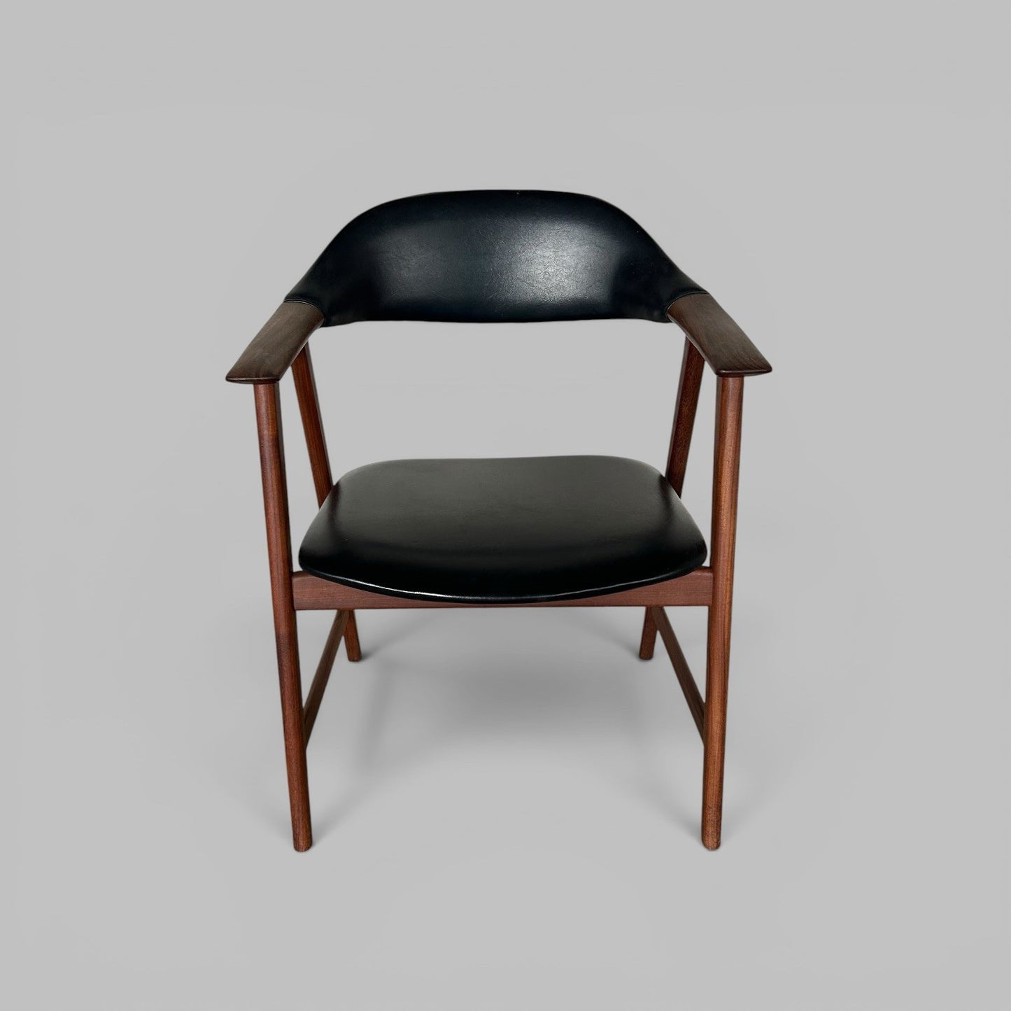 Set of Four Danish Style Solid Teak Cowhorn Dining Chairs