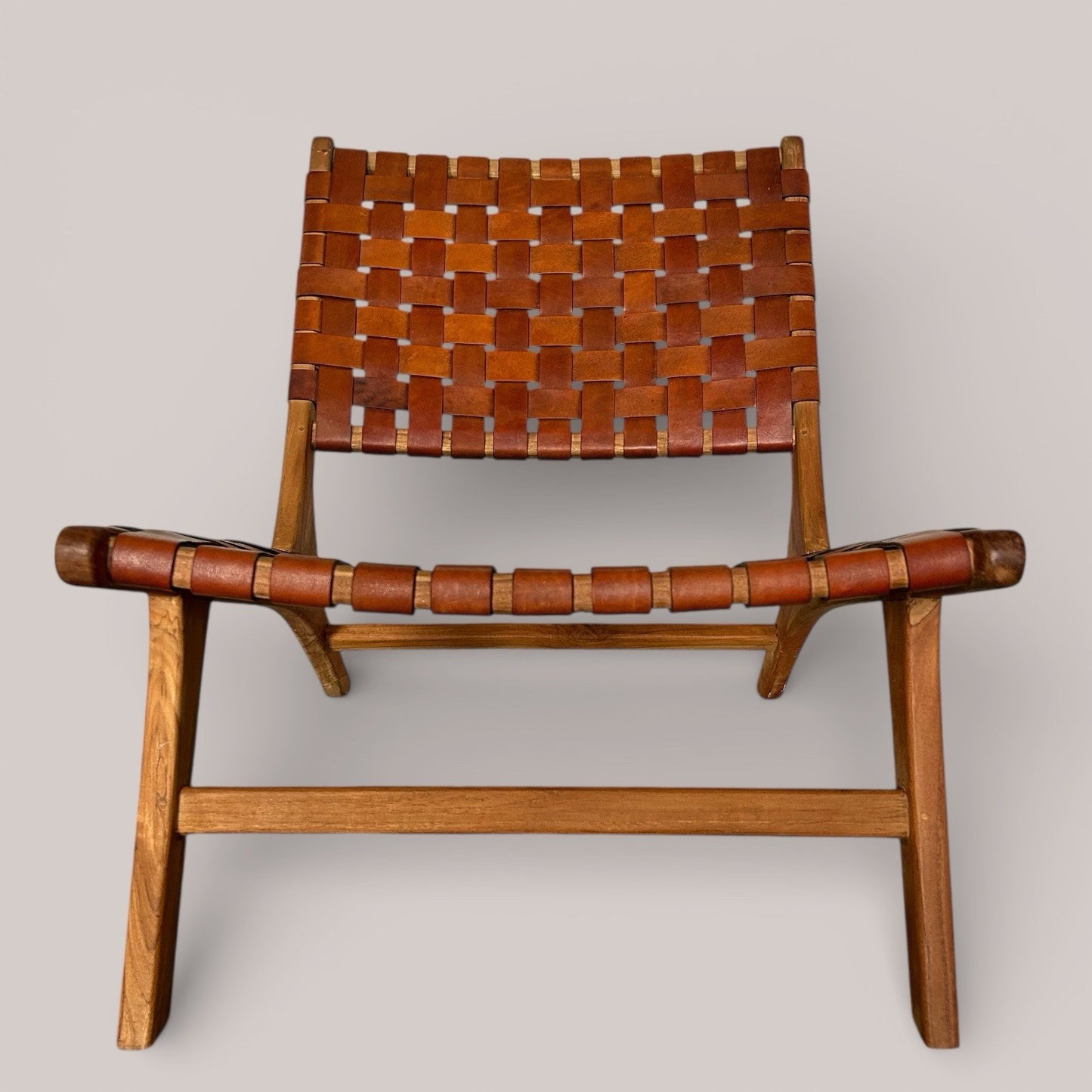 Scandinavian Style Woven Leather Lounge Chair