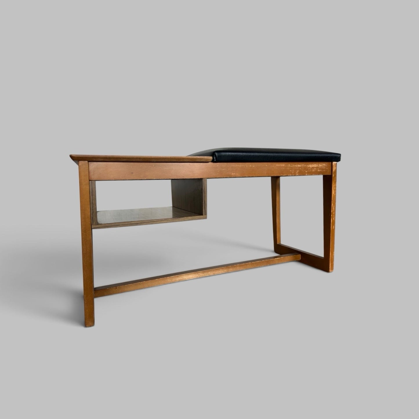 1960s Formica Telephone Table / hall bench with Black Vinyl Seat