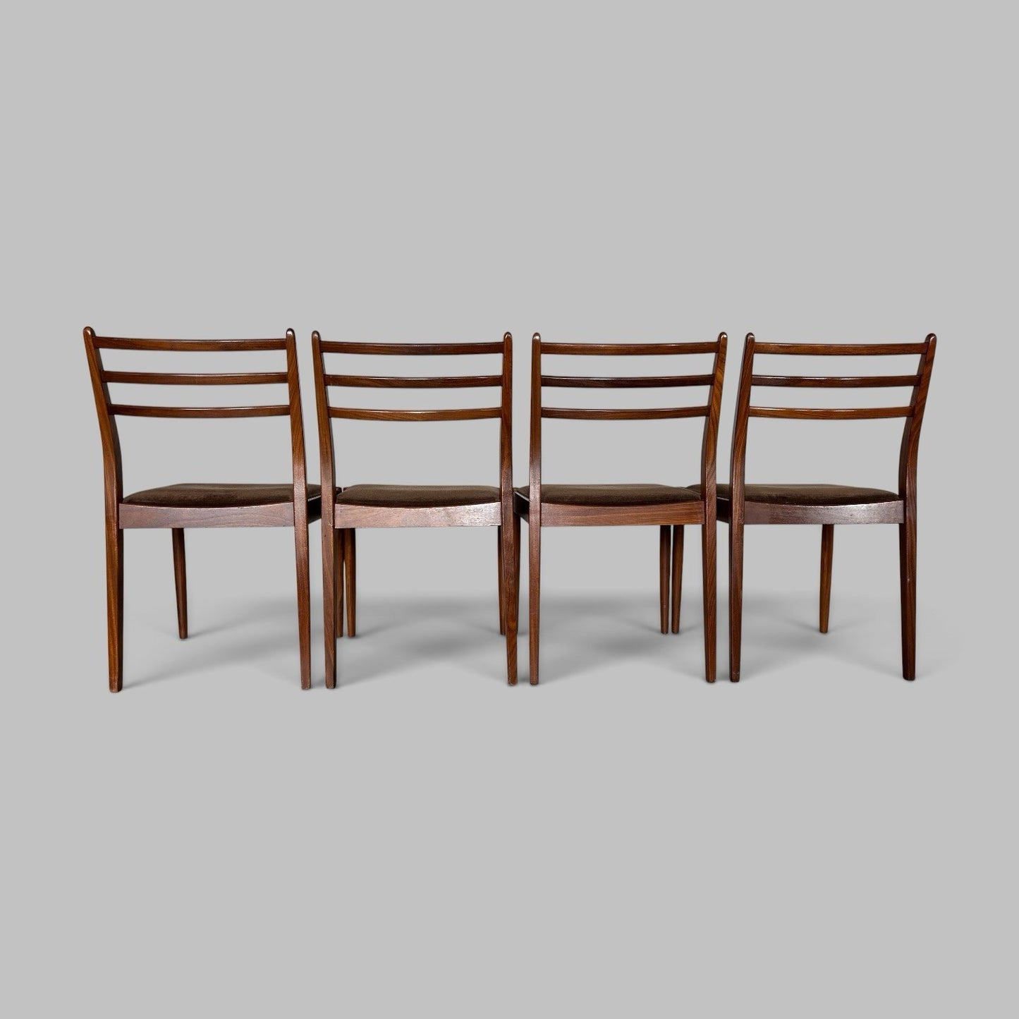 Vintage G Plan Teak Dining Chairs – Original Brown Velour Seats