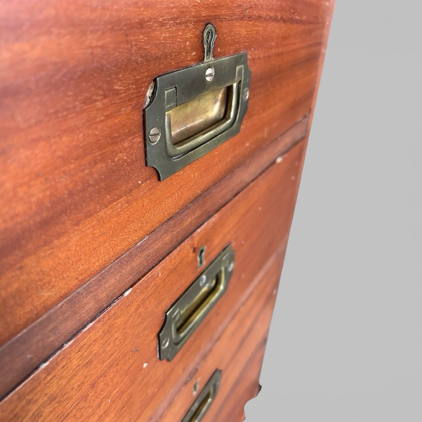 Large Solid Teak Pedestal Desk with Leather Top