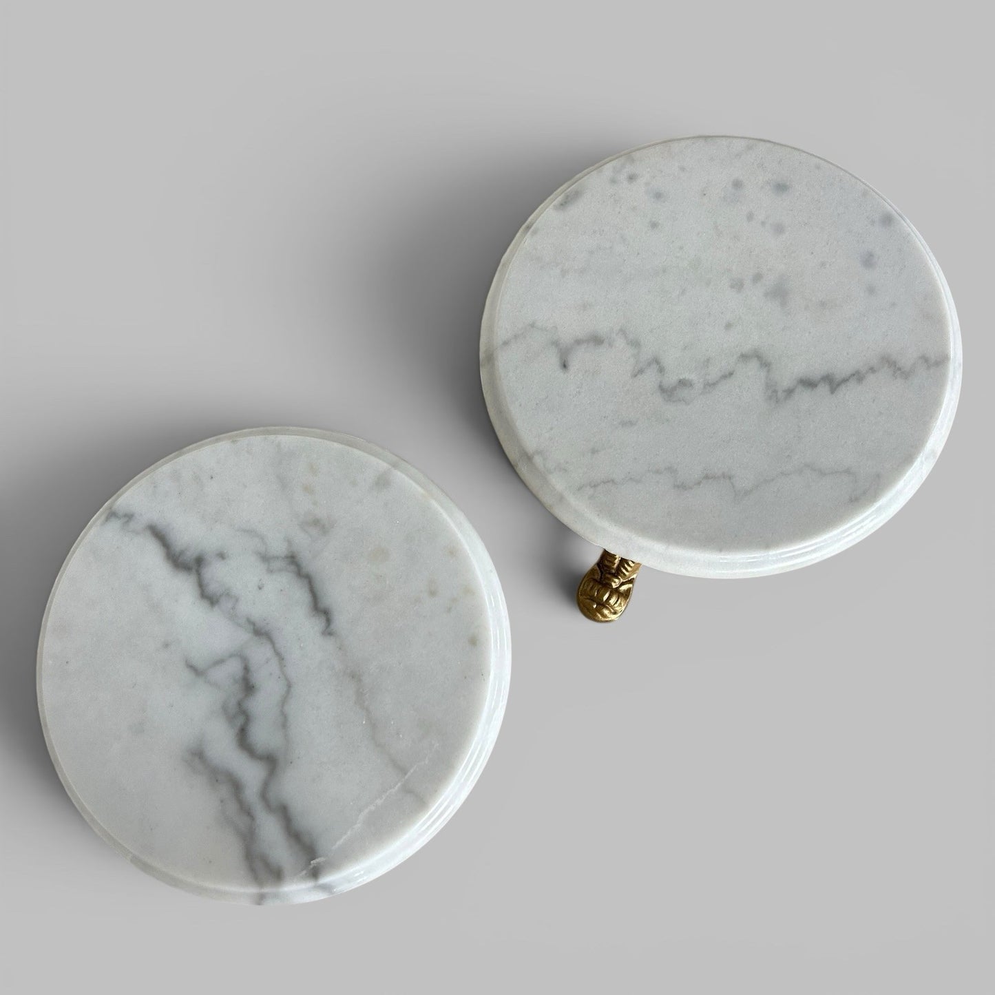 Pair of Vintage Side Tables – Marble Tops and Gilt Metal Bases
