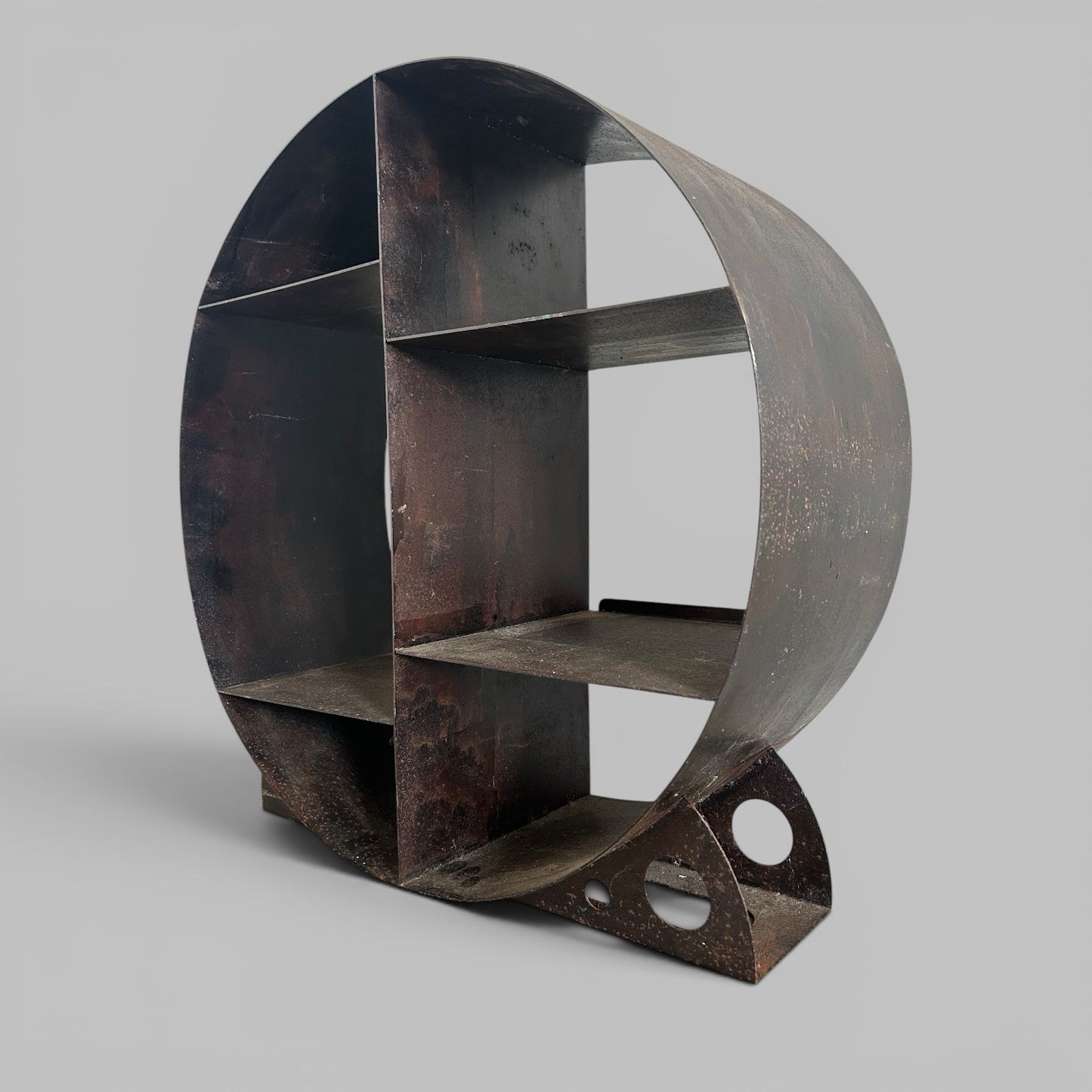 Industrial Circular Metal Display Shelf / Bookcase