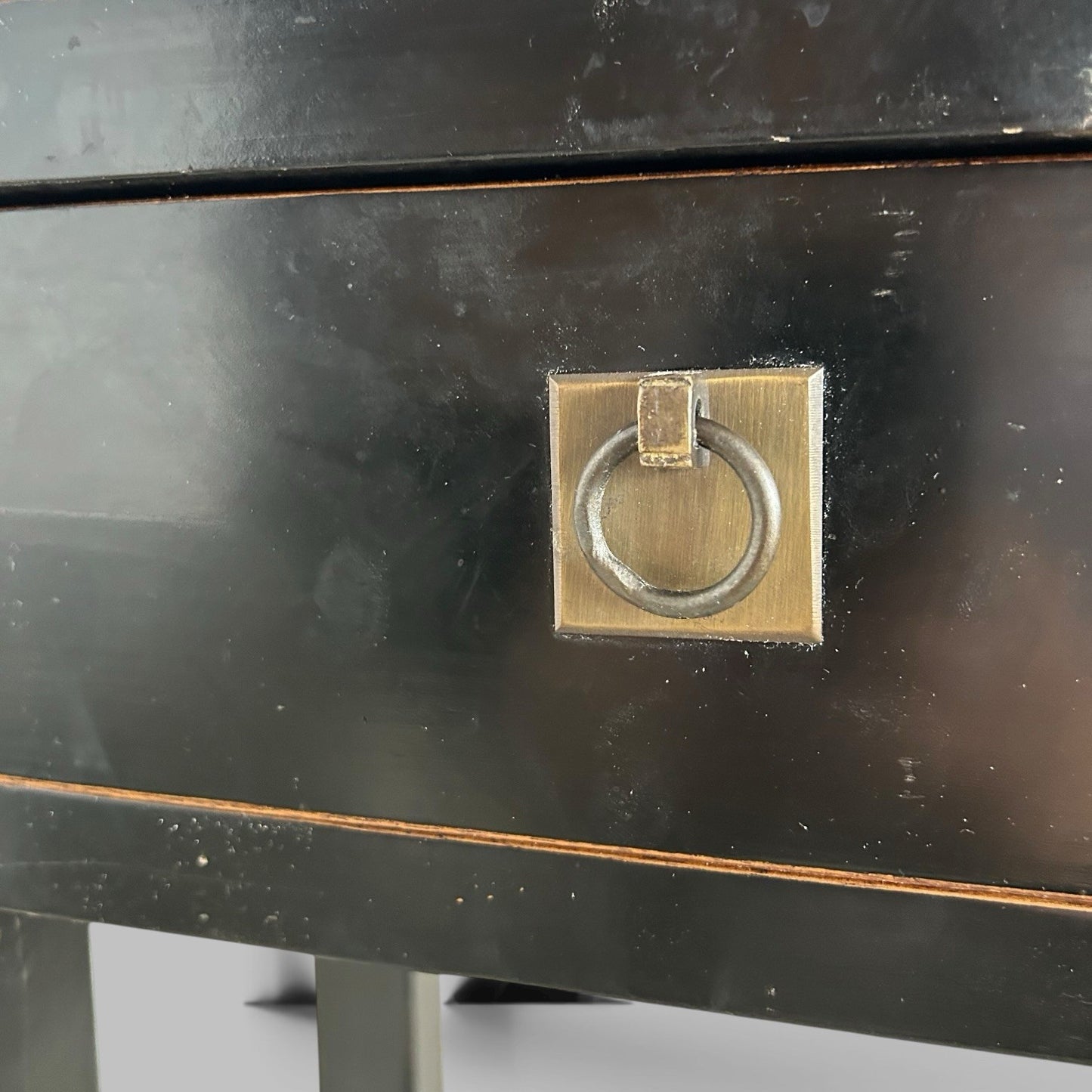 Pair of Black Lacquered Wood Bedside Tables with Drawers