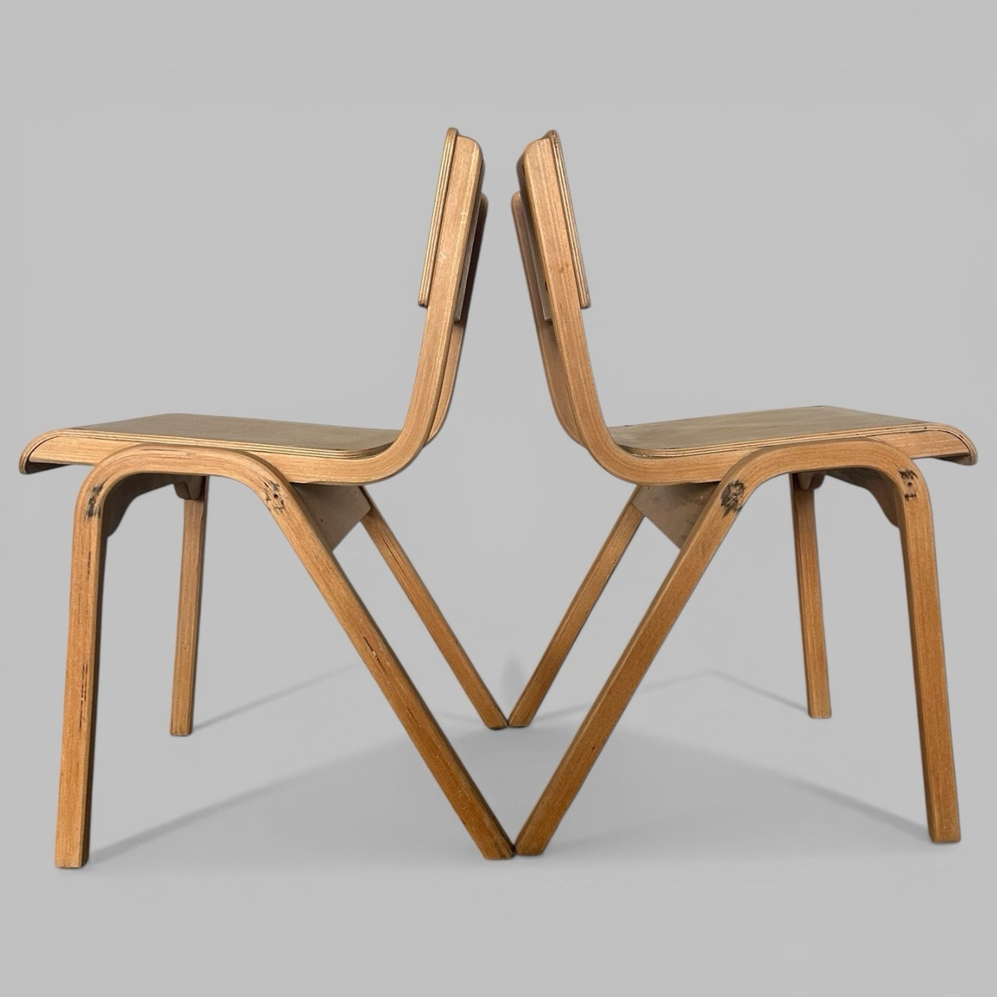 Pair of Bentwood Stacking School Chairs