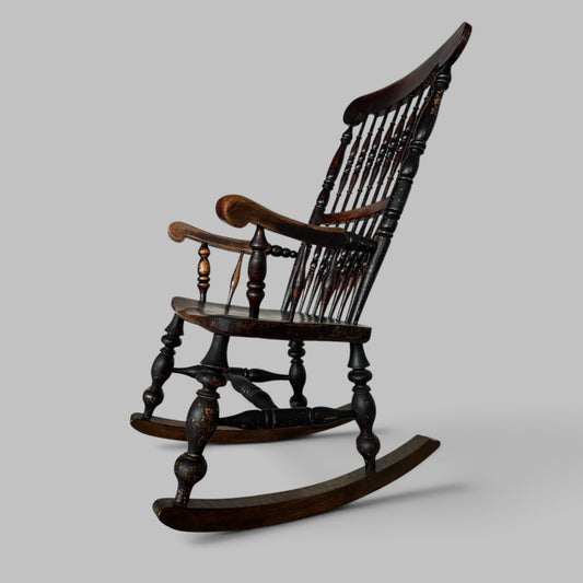 Antique John Shadford ‘Caistor’ Ash & Elm Rocking Chair, c.1850–1890