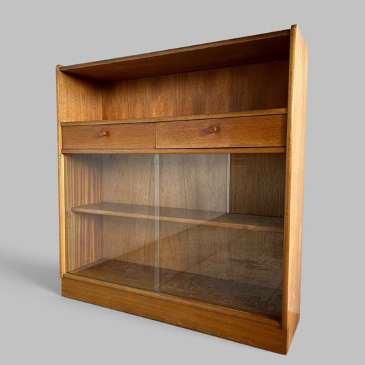 Nathan Teak Glazed Storage Cabinet with Two Drawers