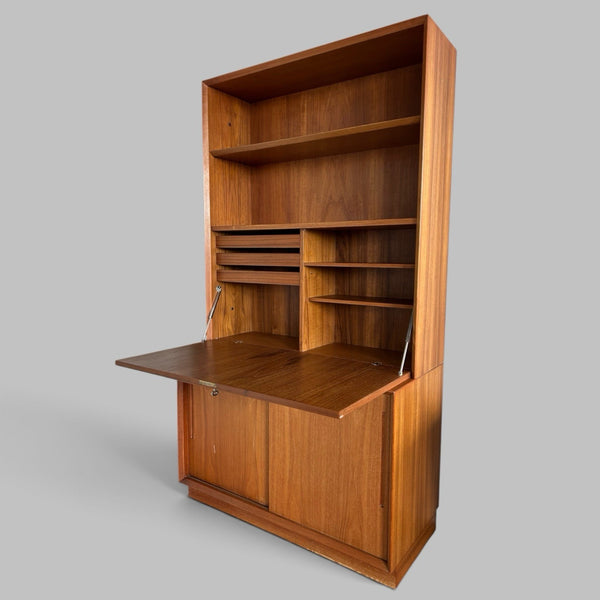 Poul Hundevad Danish Teak Bureau Bookcase with Cupboard