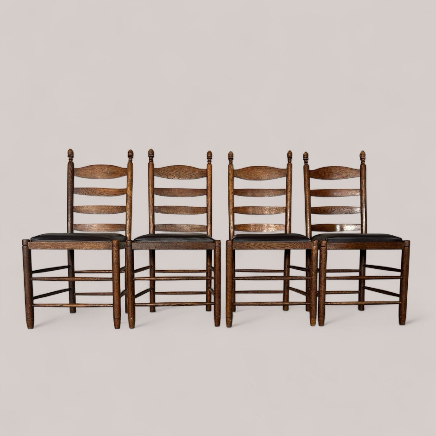 4 SOLID OAK FARMHOUSE DINING CHAIRS