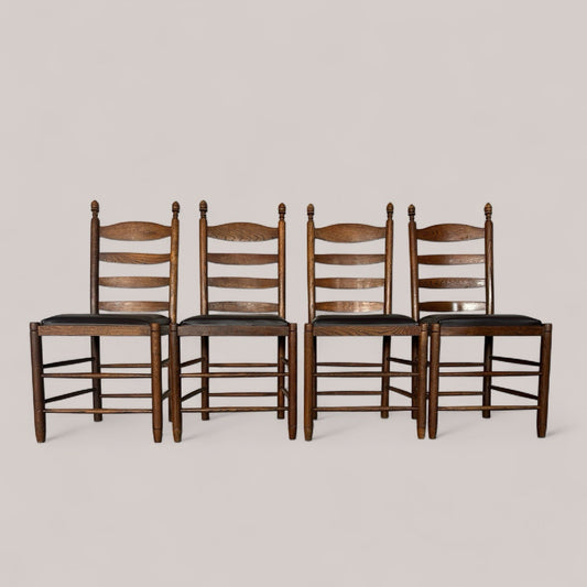 4 SOLID OAK FARMHOUSE DINING CHAIRS