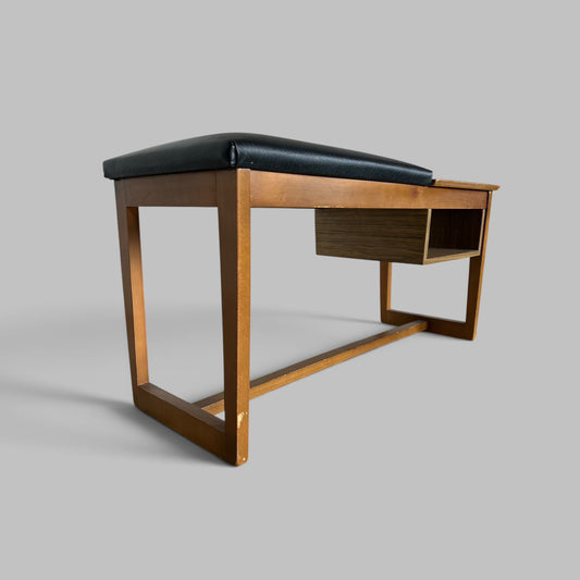 1960s Formica Telephone Table / hall bench with Black Vinyl Seat