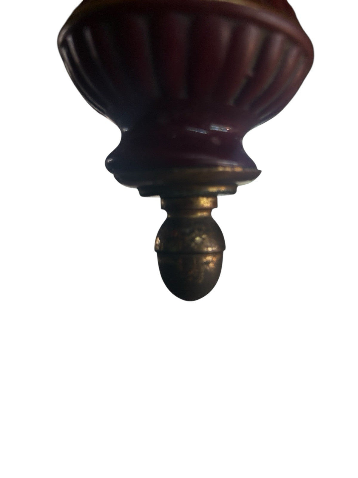 French red glass three arm chandelier / boudoir light, pendant