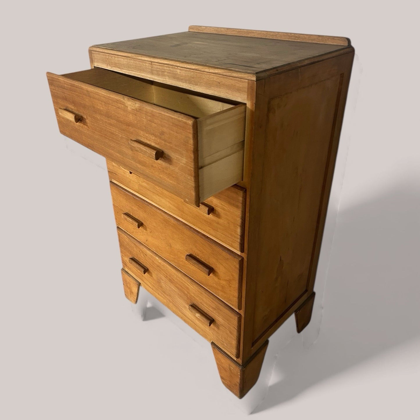 1930s Utilitarian Solid Pine Tallboy