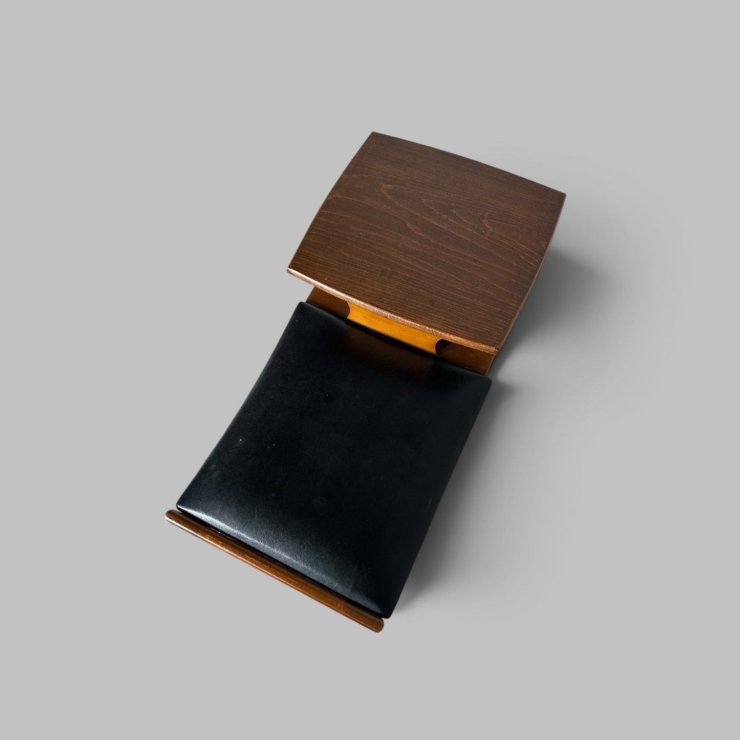 Vintage Wooden Telephone Table with Black Vinyl Seat