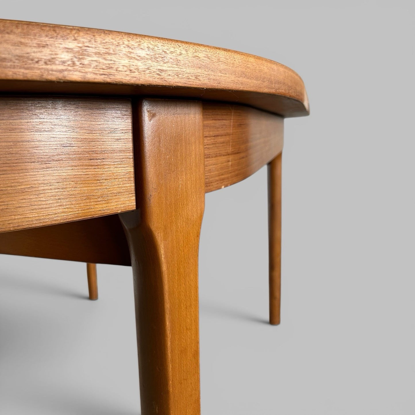 Mid Century Teak Extending Oval Dining Table