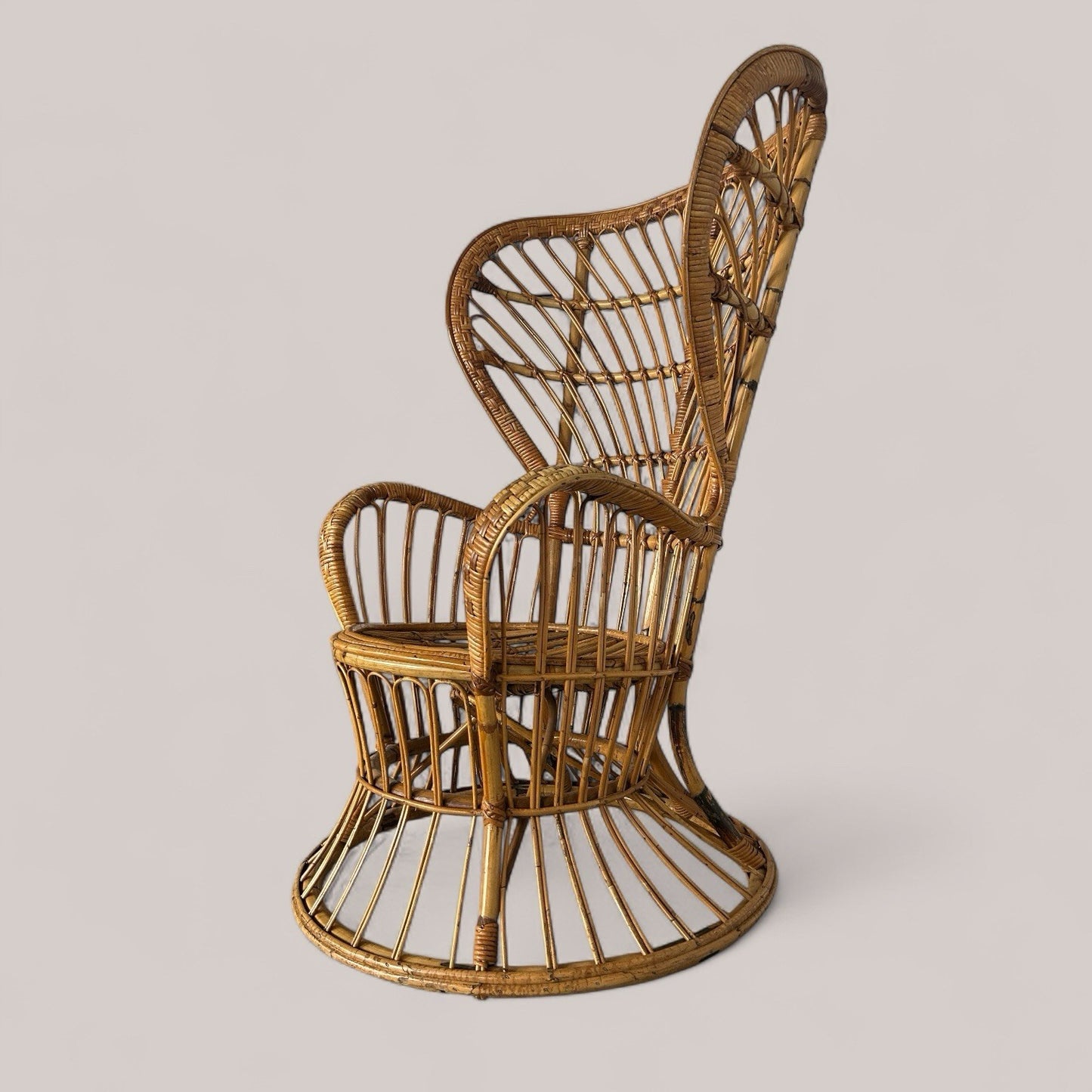 70s Wicker Peacock Throne Chair By Gio Ponti