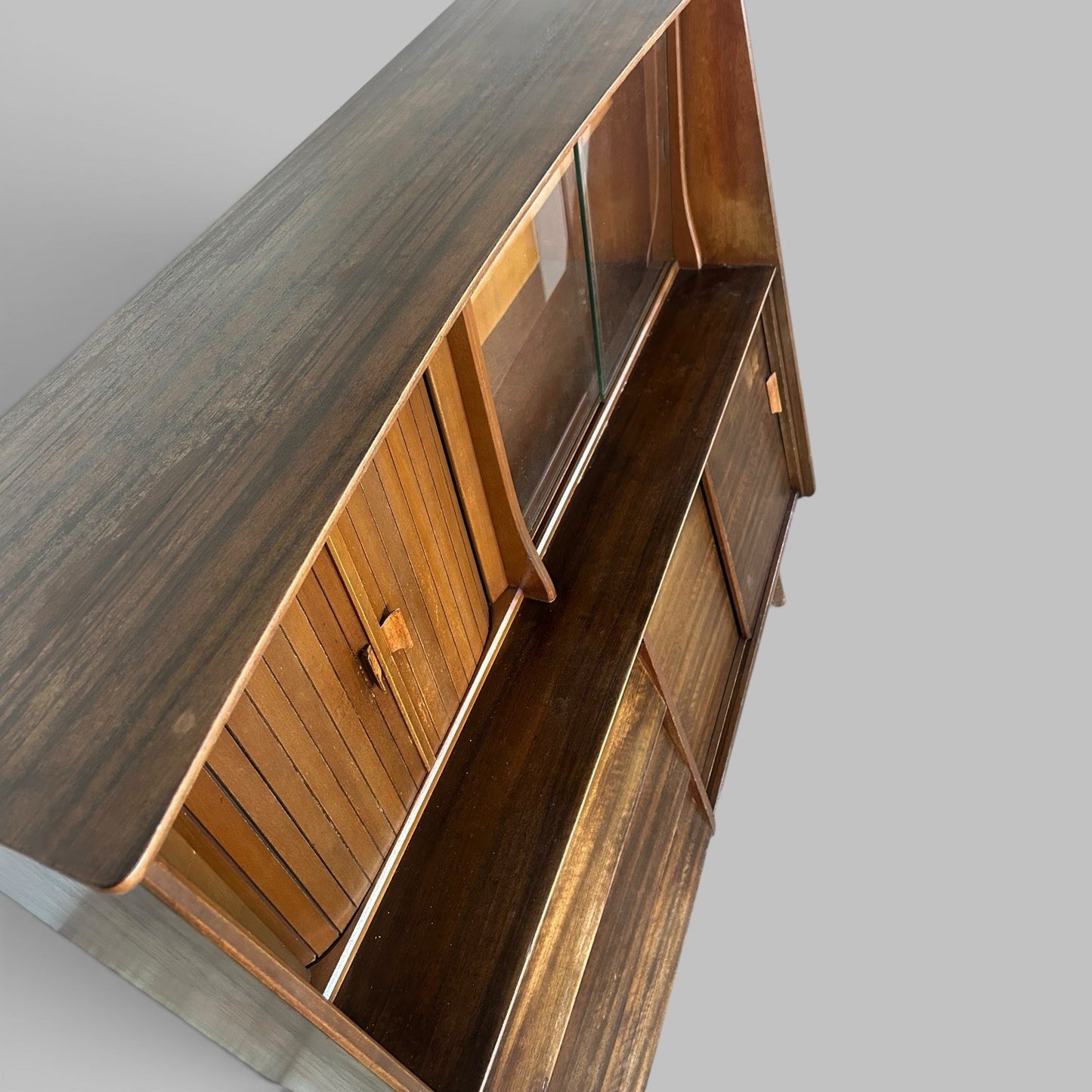 Mid Century Walnut Highboard Drinks Cabinet by F.D. Welters