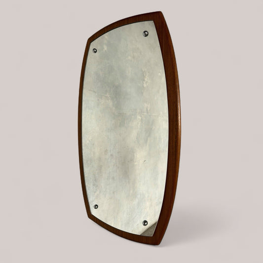 Squoval teak framed mirror