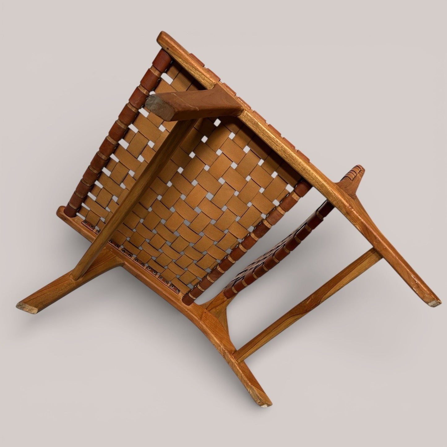 Scandinavian Style Woven Leather Lounge Chair