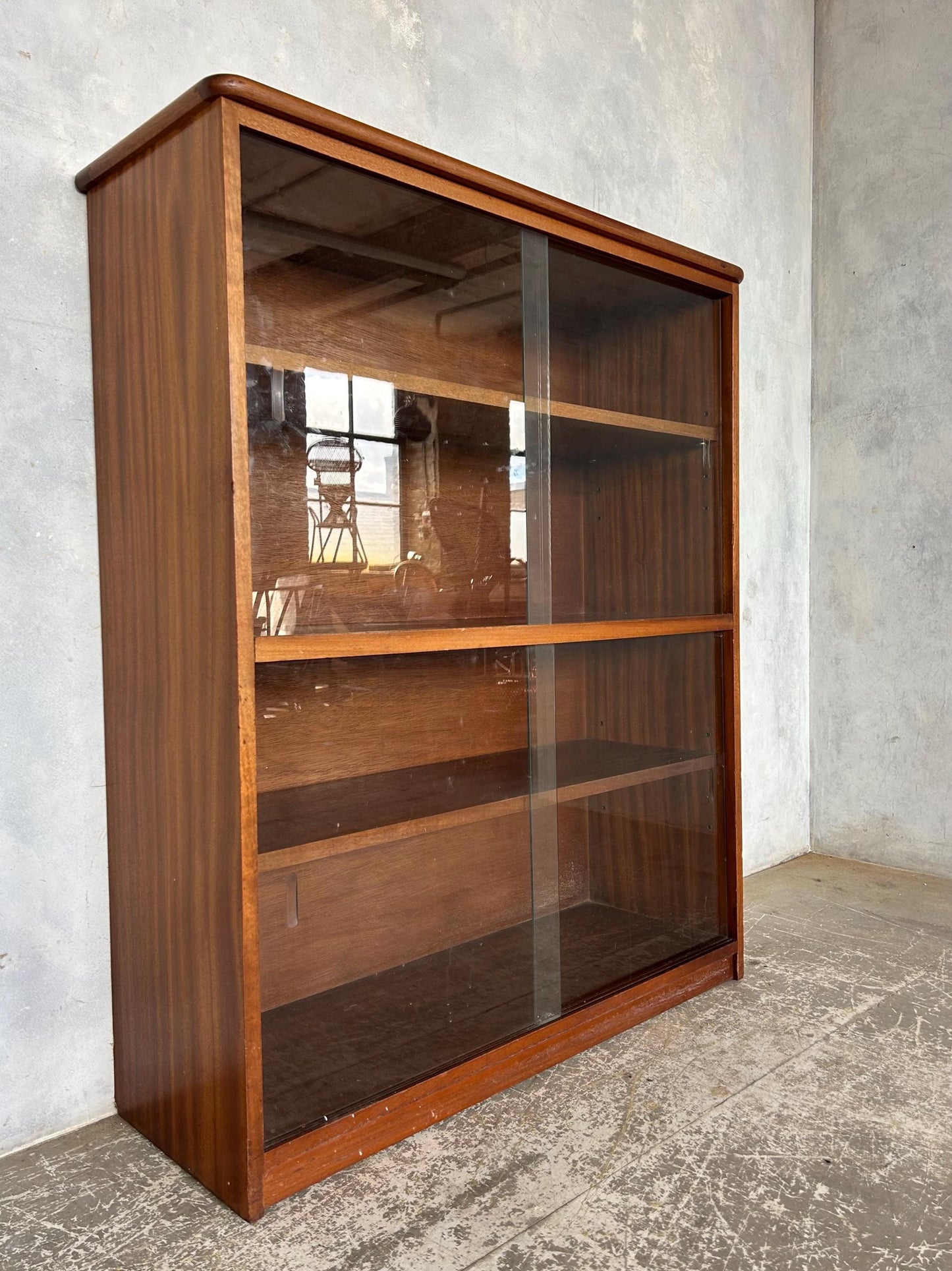Teak mid century glazed bookcase