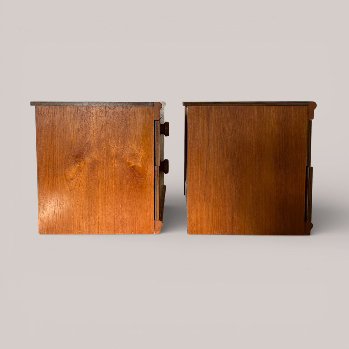 Pair of 1960s Consort Teak Bedside Tables – Mid Century Two Drawer Cabinets