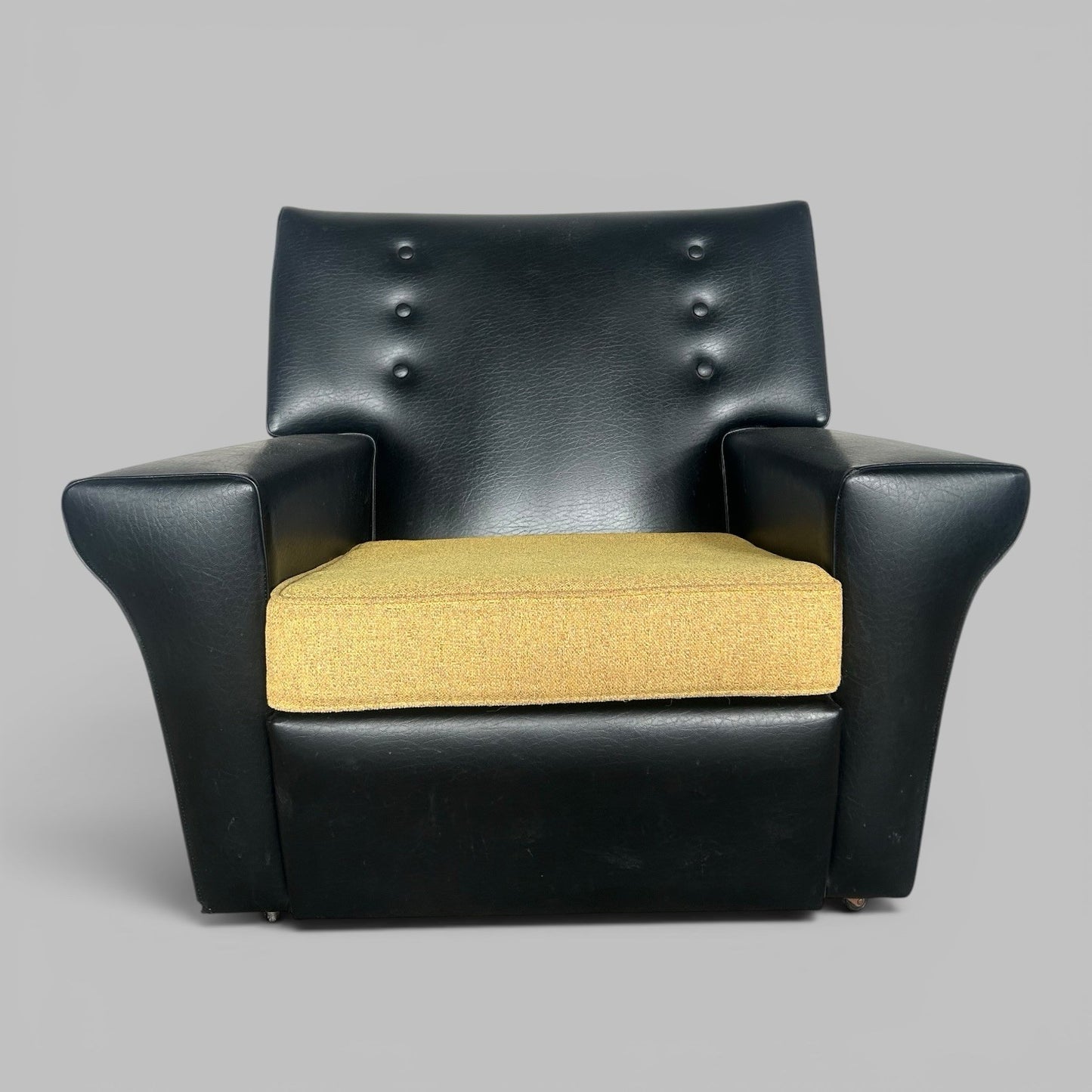 1960s Black Vinyl Lounge Armchair
