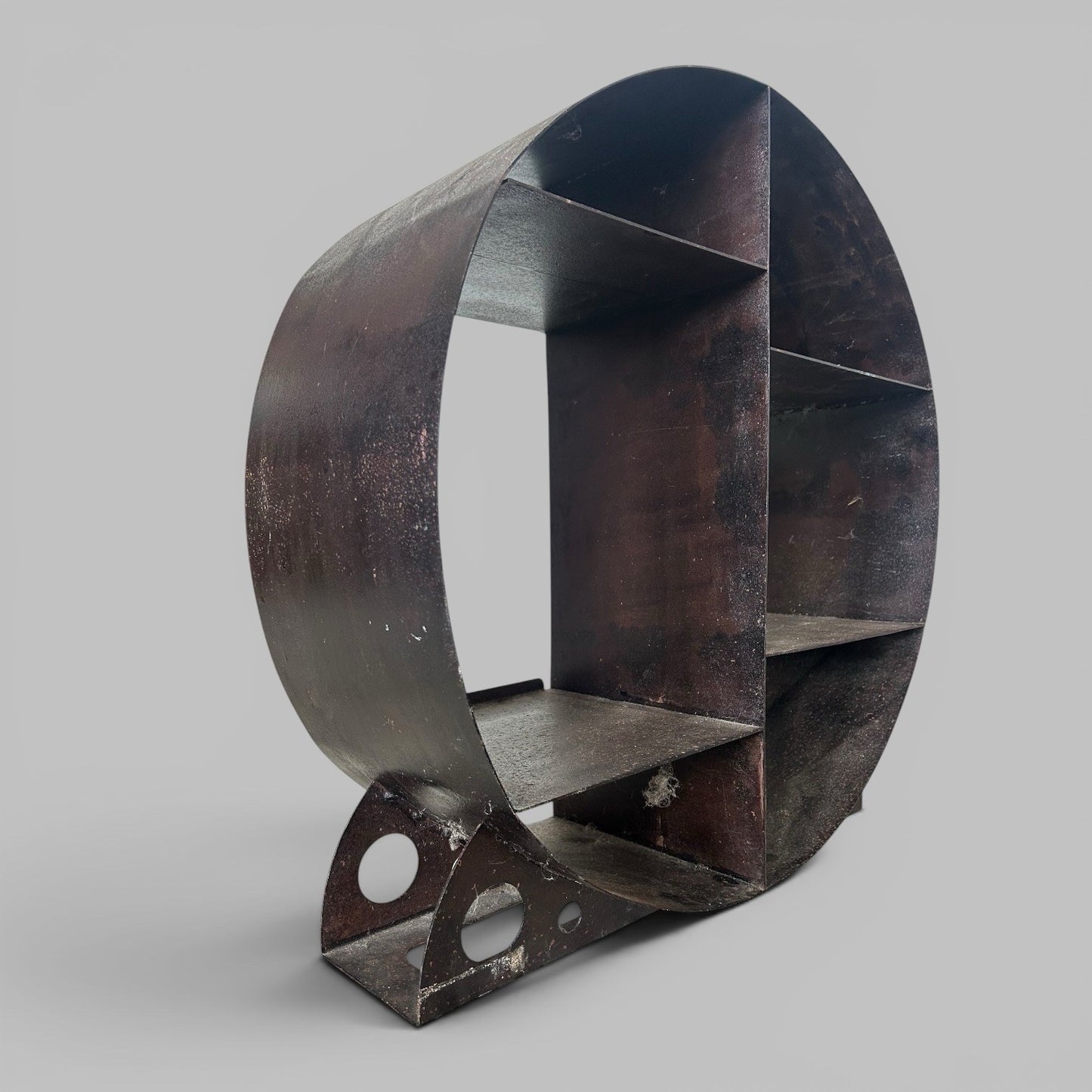 Industrial Circular Metal Display Shelf / Bookcase