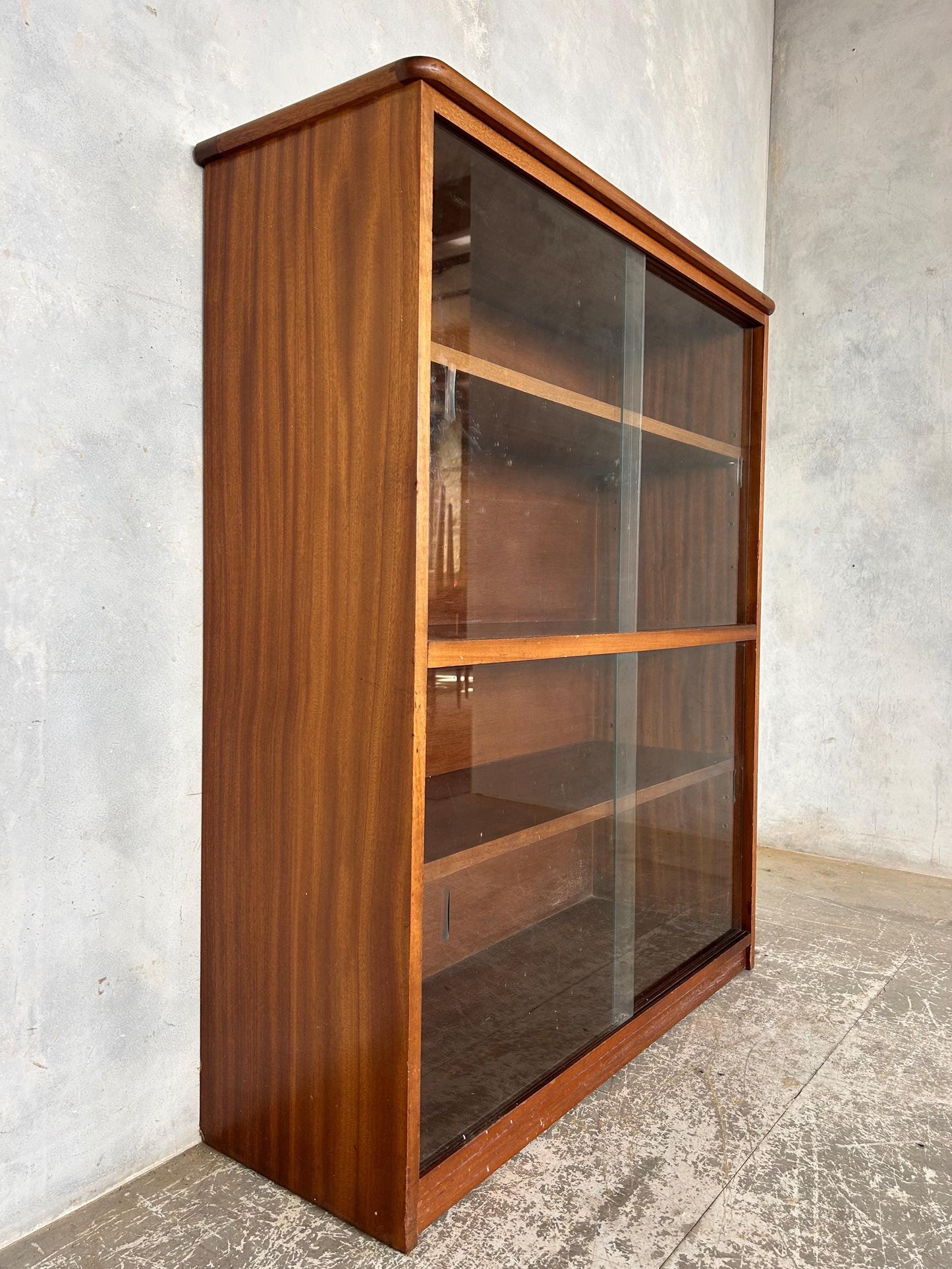 Teak mid century glazed bookcase