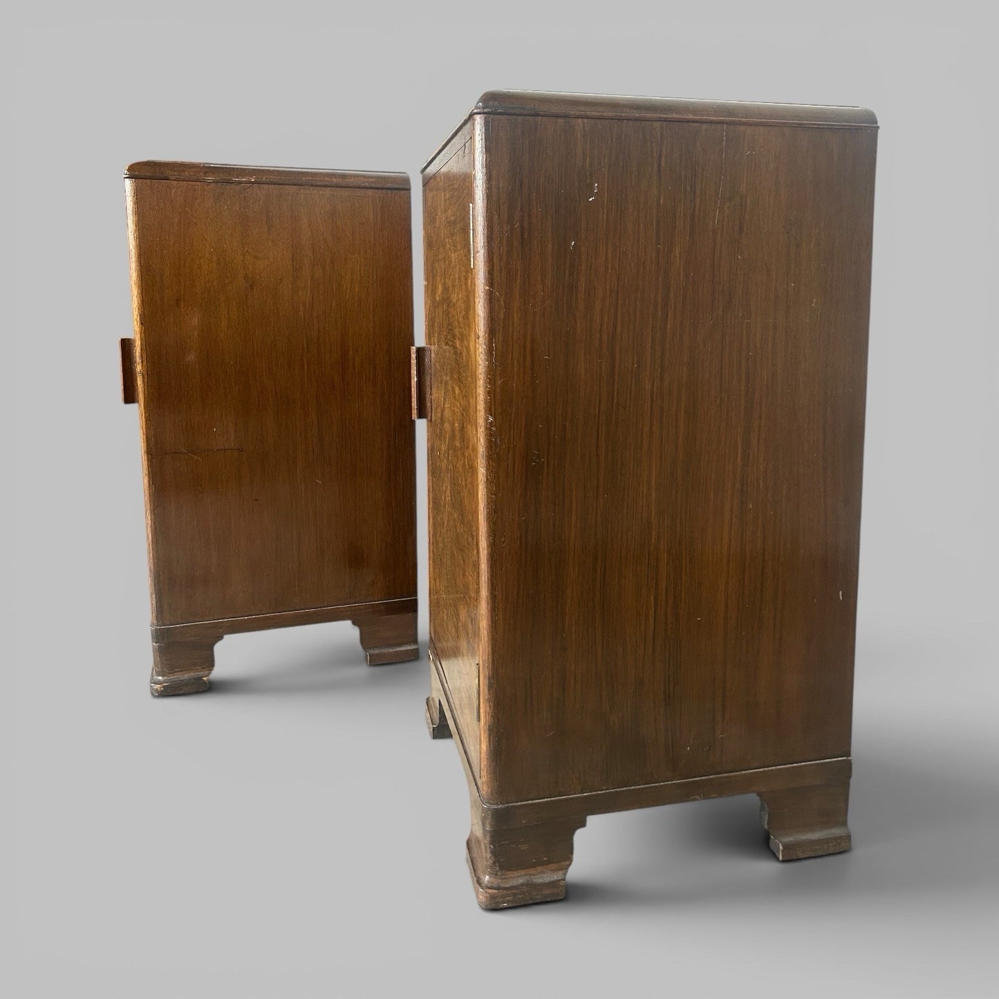 Pair of 1930s Burr Walnut Bedside Cabinets