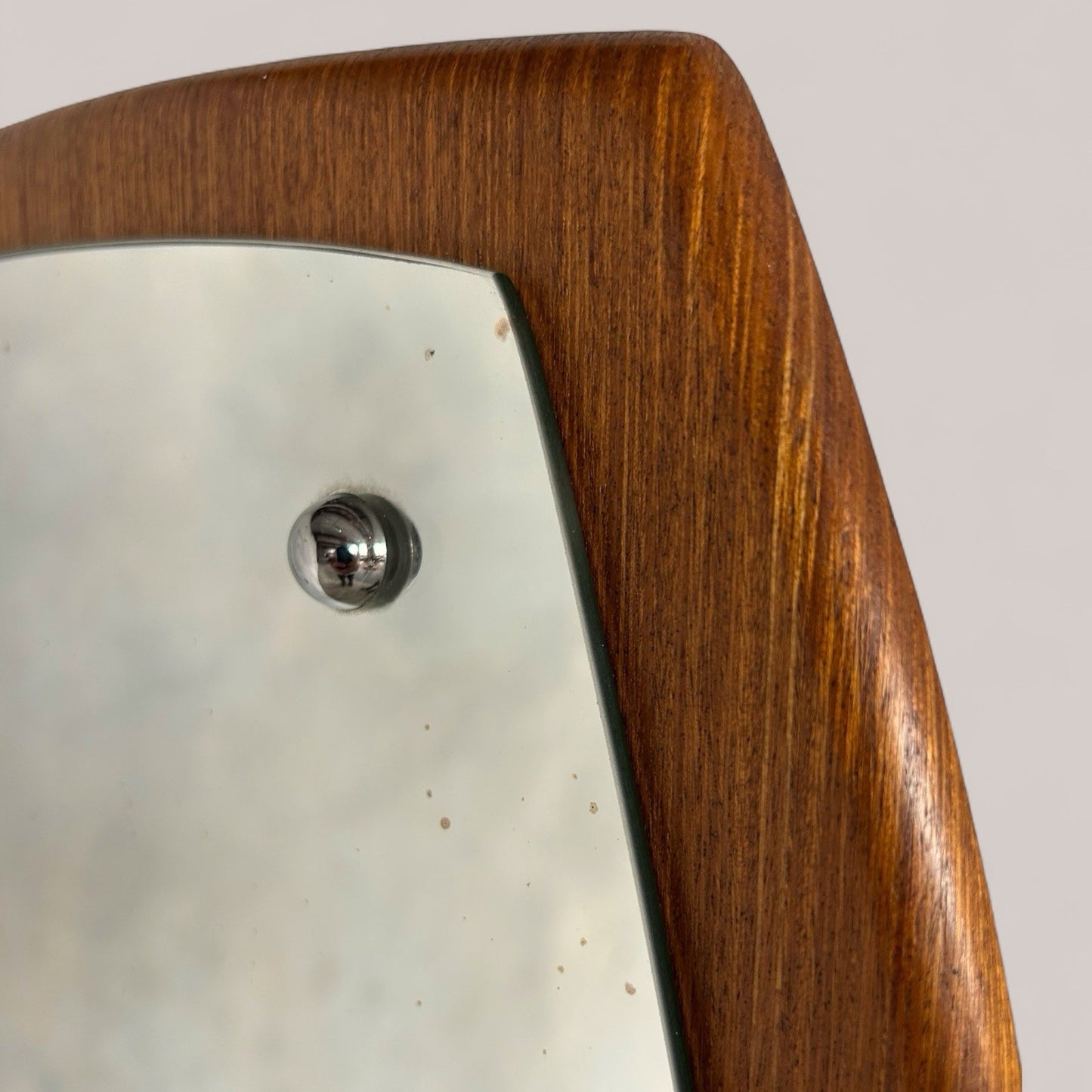 Squoval teak framed mirror