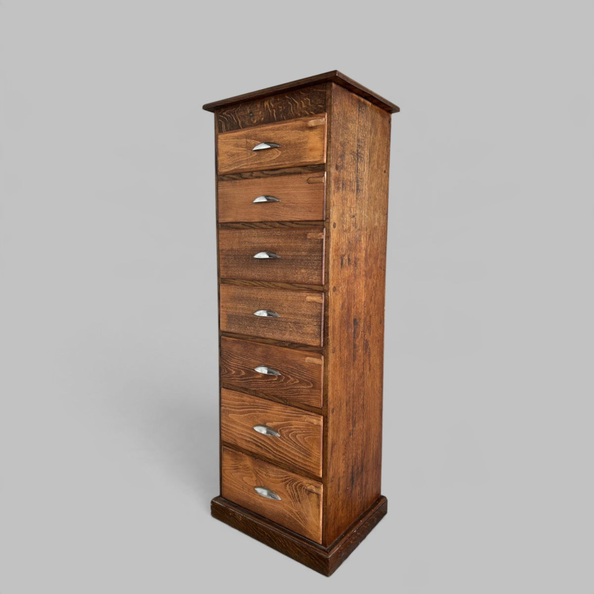Solid Oak Slim Seven Drawer Chest