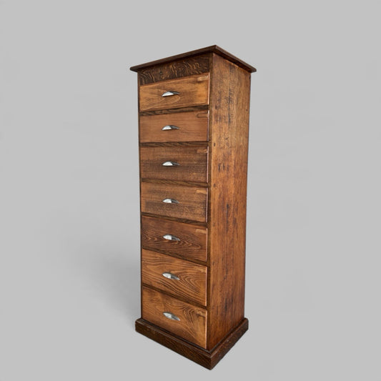 Solid Oak Slim Seven Drawer Chest